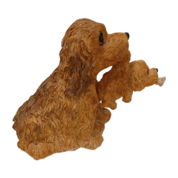 Cocker Spaniel Music Box Mother Dog Puppies Puppy Love Realistic Figurine Works - Picture 5 of 16